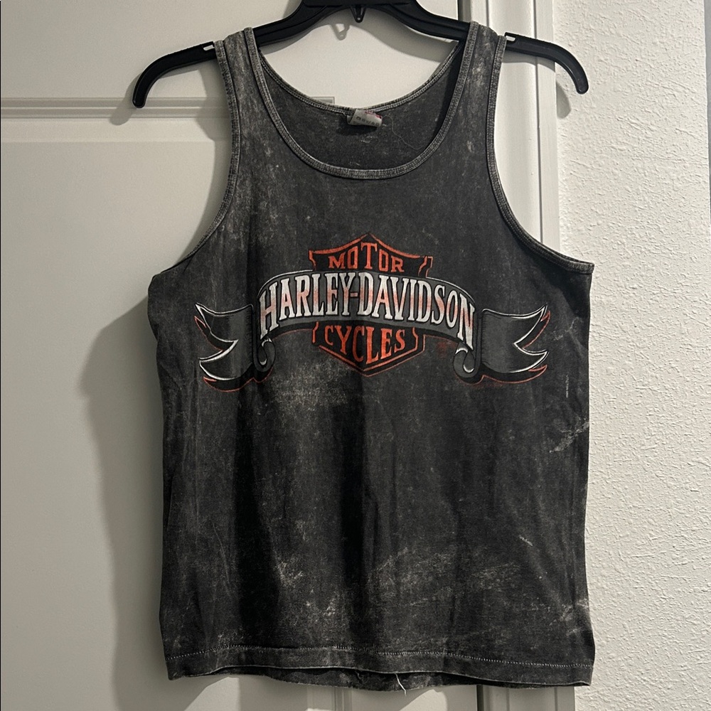 Harley-Davidson Black and Orange Graphic Tank Top